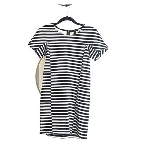 J. Crew - Black + White striped shift dress